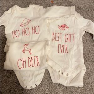 Rae Dunn Christmas onesie set